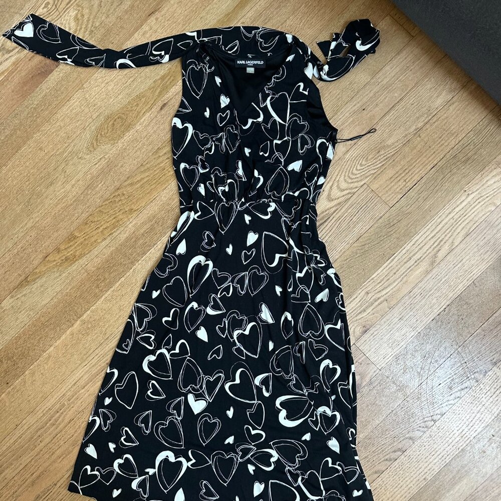 Karl Lagerfield Heart Print A-Line Dress